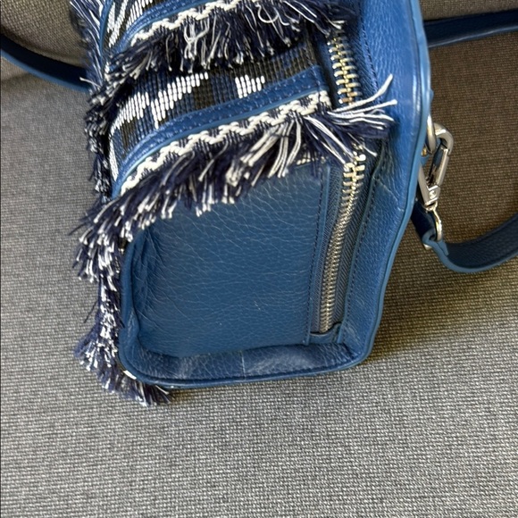 Sam Edelman Blue and Black Patterned Fringe Women's Bag with removable strap - Picture 4 of 8